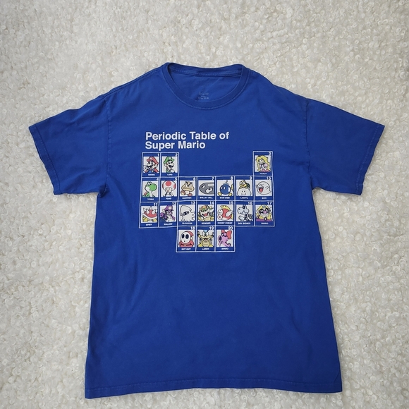 Vintage Super Mario Periodic Table Graphic Tee Men’s Sz S Approx Gamer T-Shirt - Picture 1 of 6